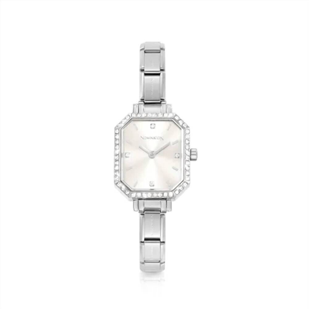 NEW NOMINATION women's rectangle paris watch in silver/ white